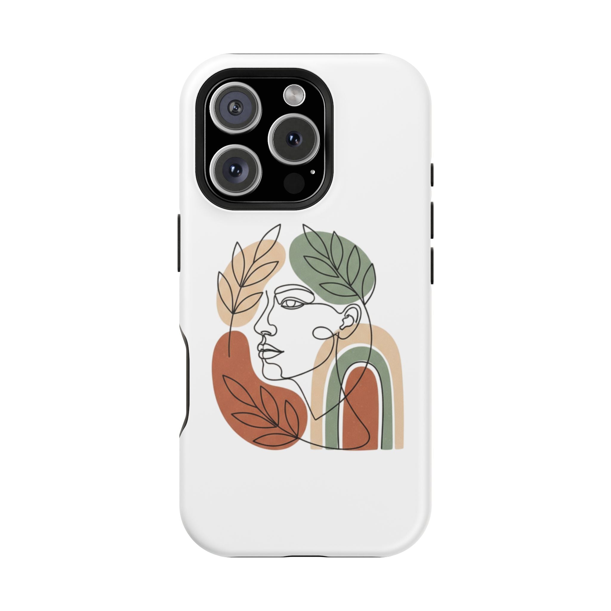 Boho Line-Face Phone Case — Terracotta Sage Minimalist Matte