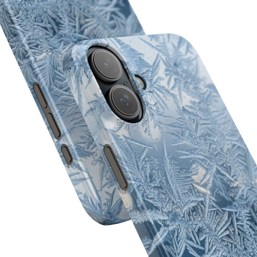 Frosted Window Macro Slim Phone Case — Blue Silver Ice Crystal Texture