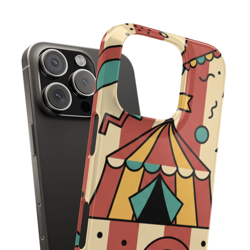 Retro Circus Stripe Slim Phone Case — Vintage 70s Memphis Geometric Design