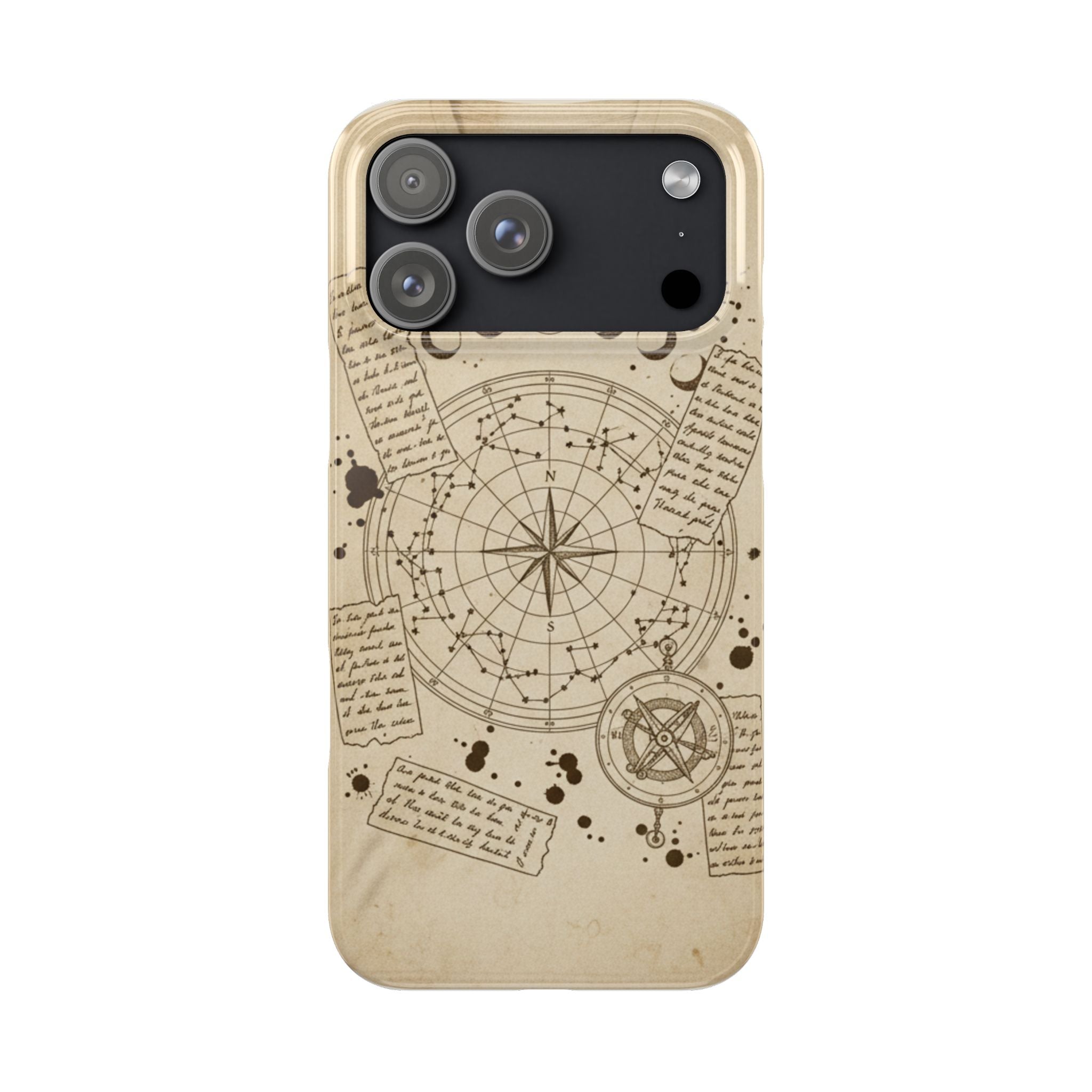 Dark Academia Celestial Map Phone Case — Vintage Fountain Pen Ink & Poetry Design