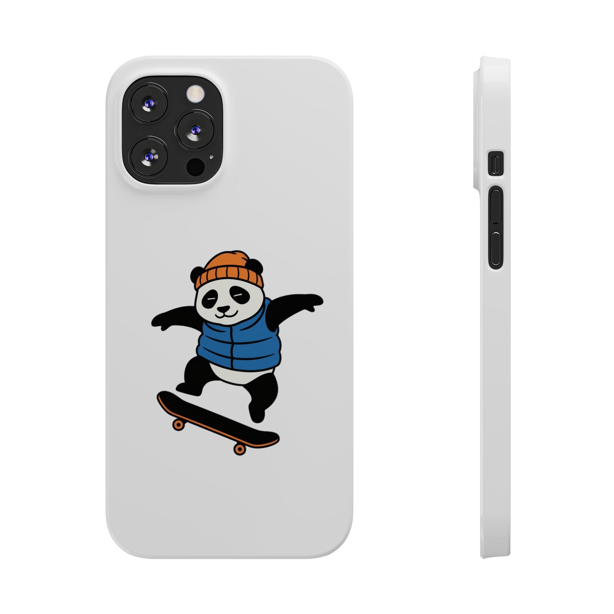 Streetwise Panda: Minimalist Skater Kickflip Graphic Case | Urban Streetwear Cartoon Collection