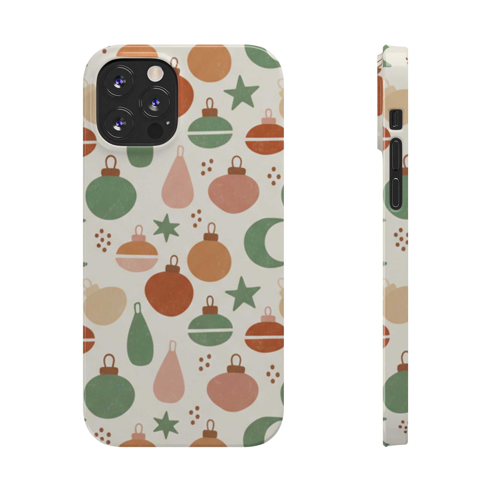 Holiday Ornament Pattern Slim Phone Case — Retro Christmas Baubles Design