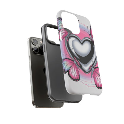 Phone Case - Y2K Aesthetic Chrome Hearts and Butterflies, Cybercore 2000s Vibe