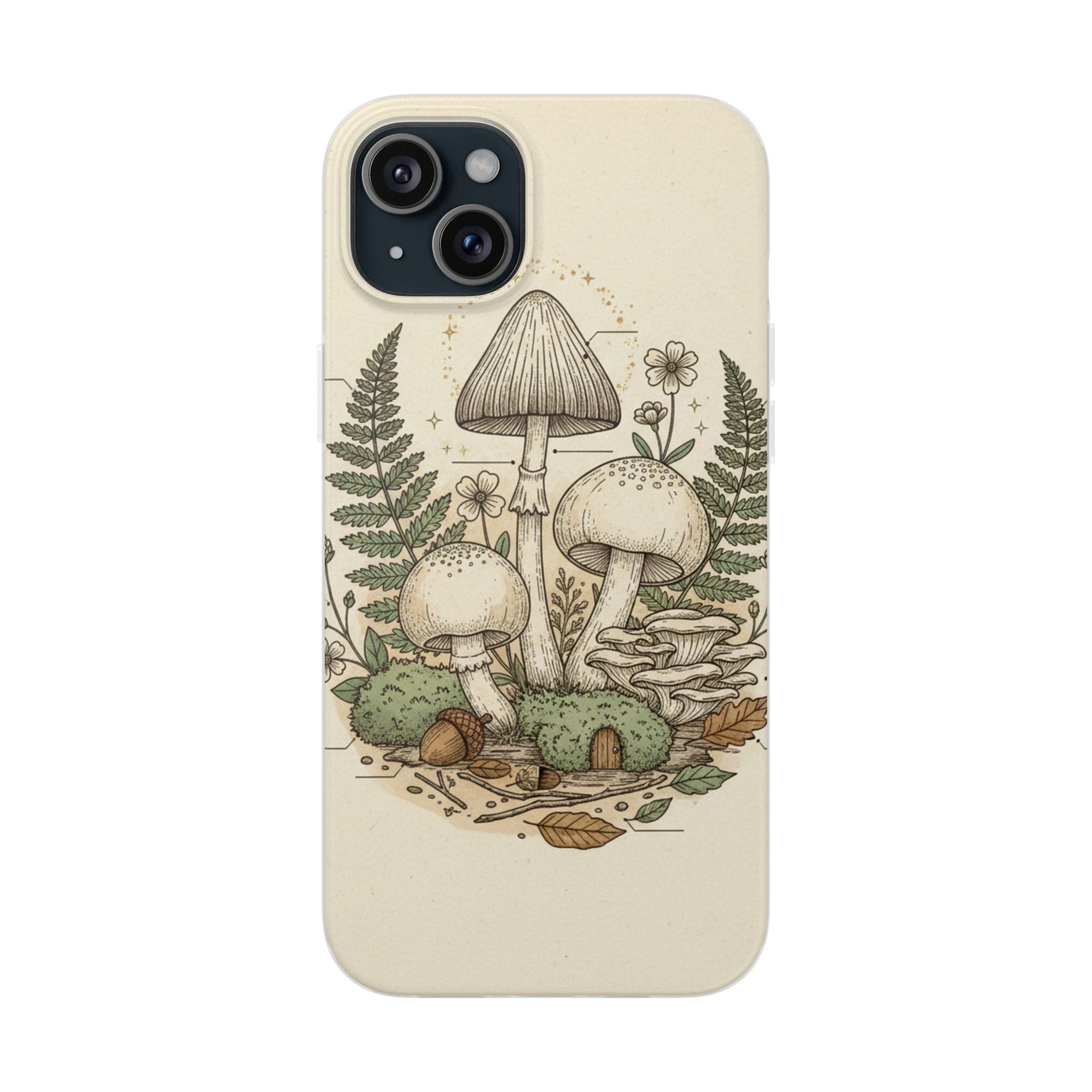 Mushroom Illustration Phone Case — Vintage Scientific Fairycore Design