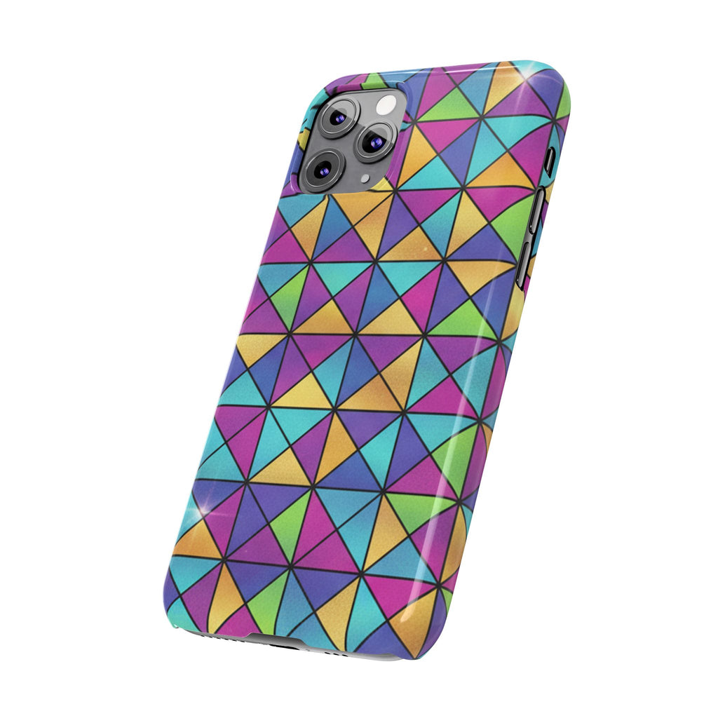 Holographic Iridescent Geometric Phone Case — Rainbow Foil Shard Design