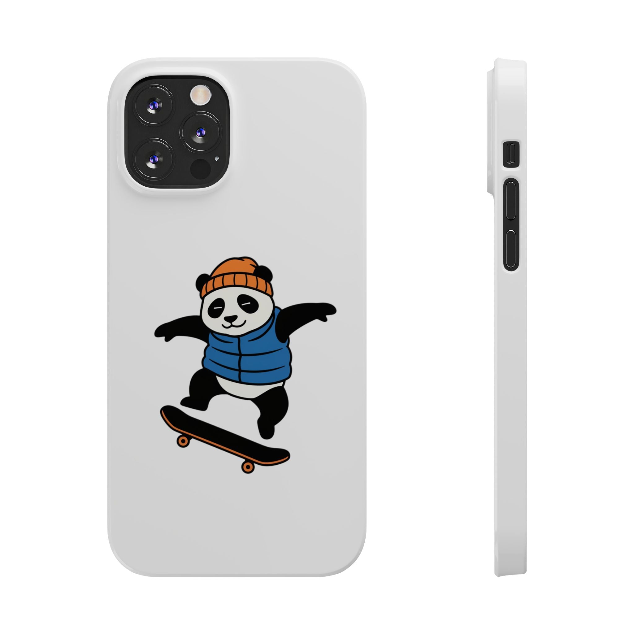 Streetwise Panda: Minimalist Skater Kickflip Graphic Case | Urban Streetwear Cartoon Collection