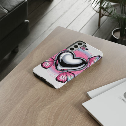 Phone Case - Y2K Aesthetic Chrome Hearts and Butterflies, Cybercore 2000s Vibe