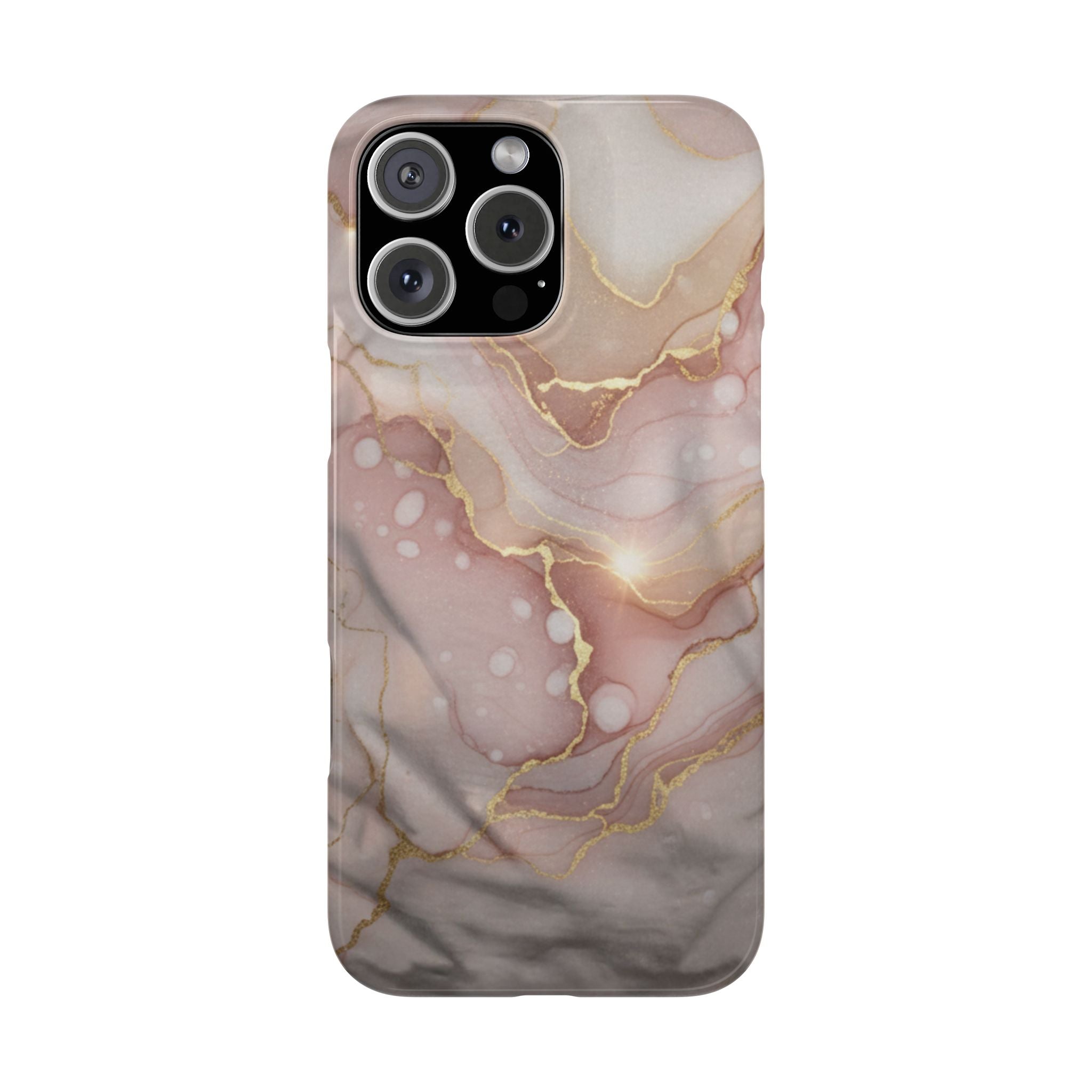 Marble Luxe Slim Phone Case — Pink & Gold Abstract Design