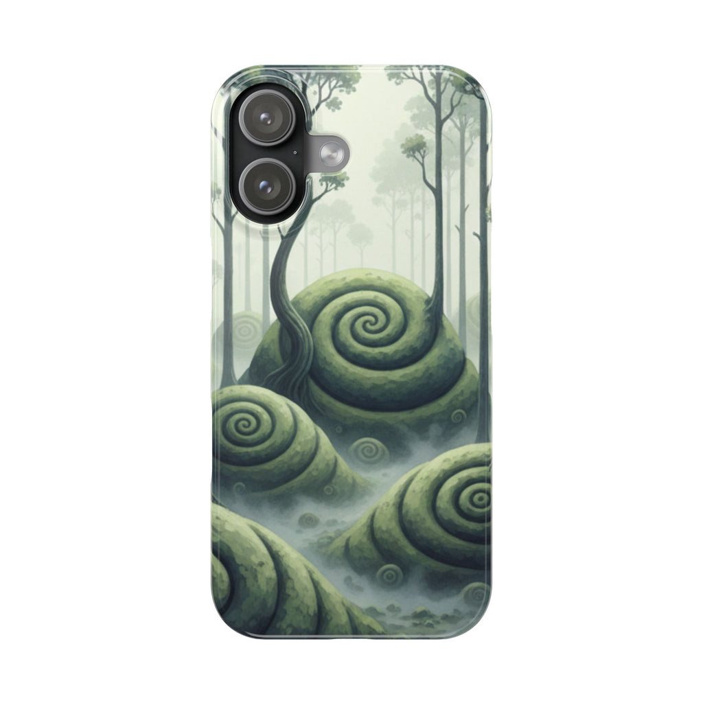 Mystical Forest Slim Phone Case — Dreamy Studio Ghibli‑Style Foggy Hills