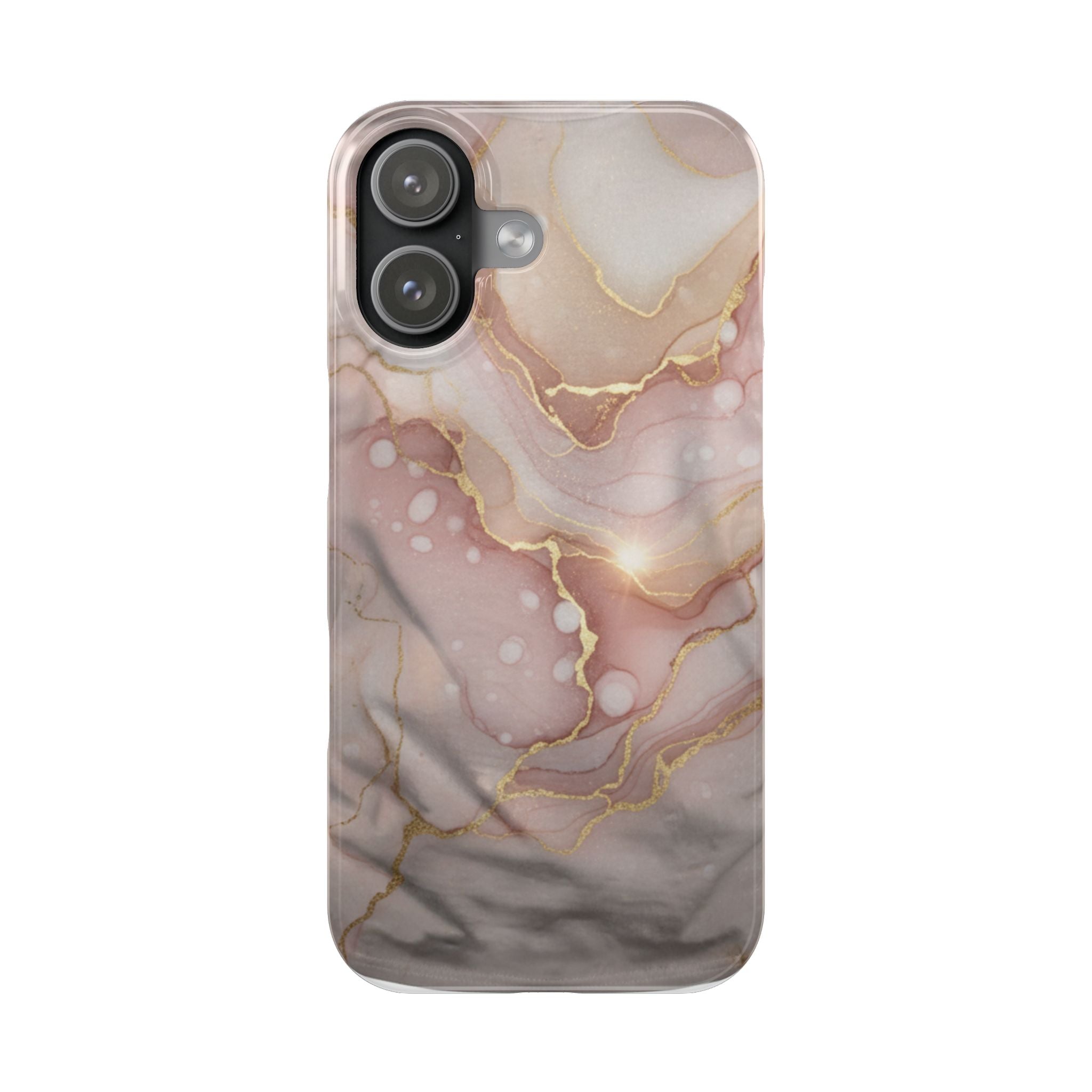 Marble Luxe Slim Phone Case — Pink & Gold Abstract Design