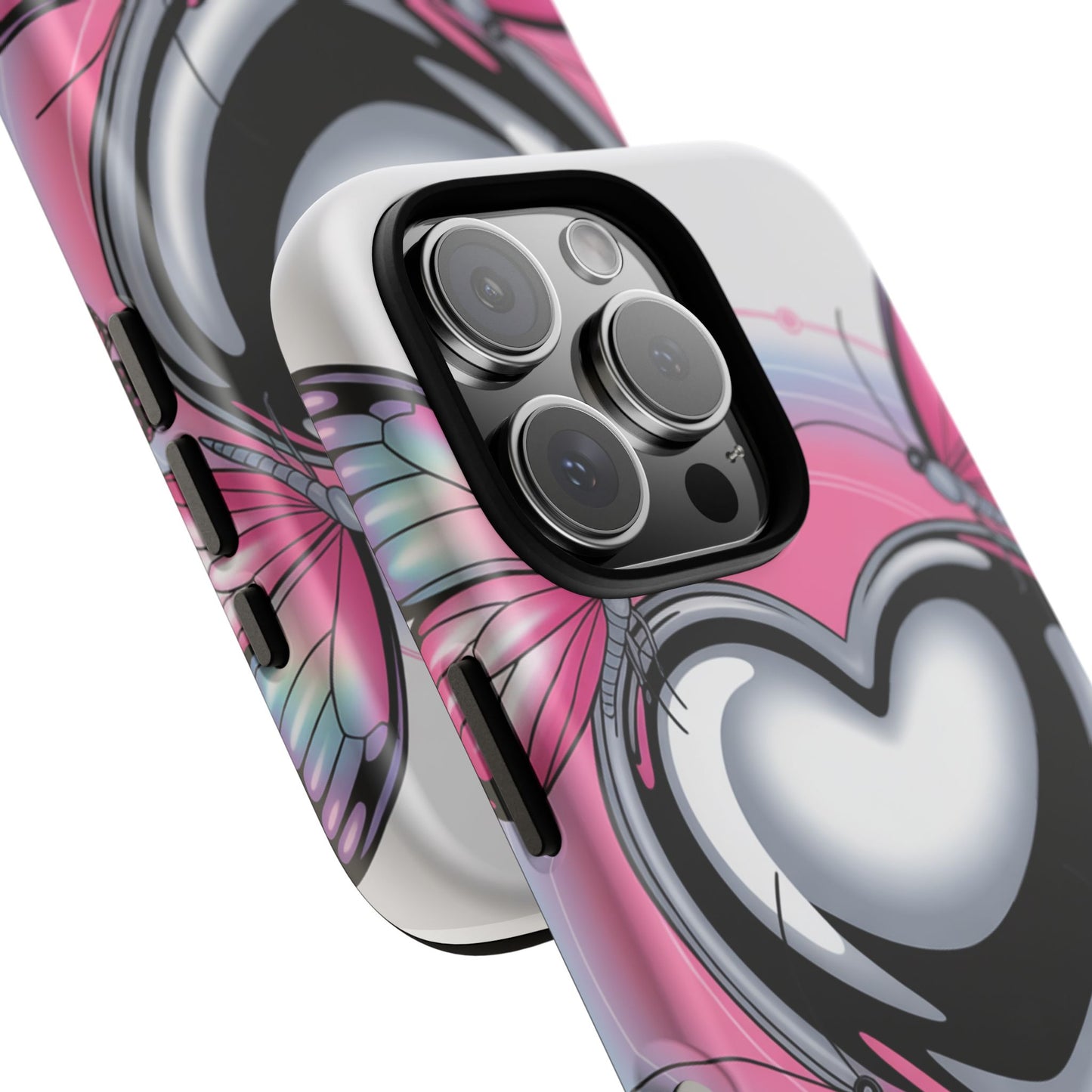 Phone Case - Y2K Aesthetic Chrome Hearts and Butterflies, Cybercore 2000s Vibe