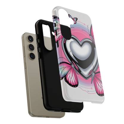 Phone Case - Y2K Aesthetic Chrome Hearts and Butterflies, Cybercore 2000s Vibe