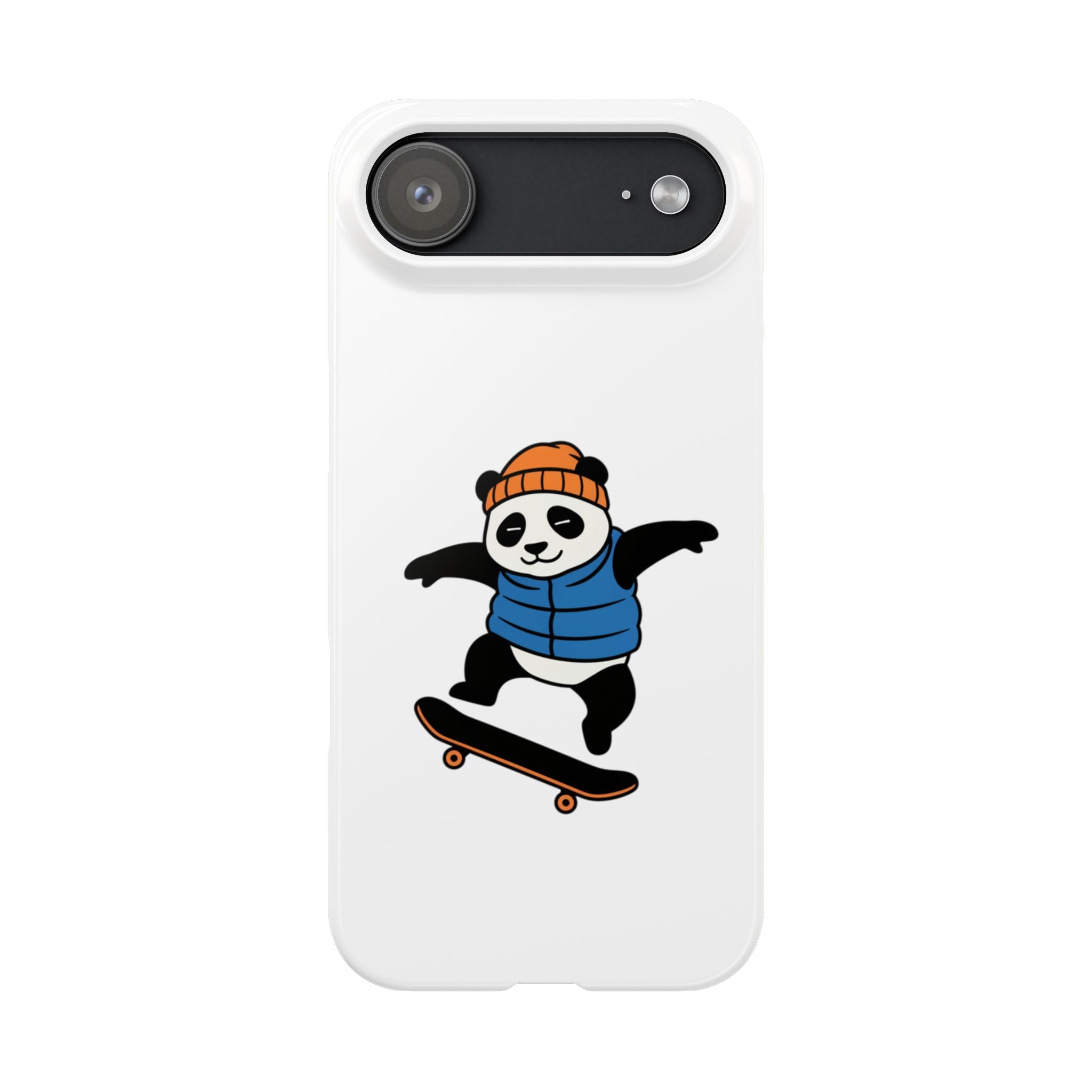 Streetwise Panda: Minimalist Skater Kickflip Graphic Case | Urban Streetwear Cartoon Collection