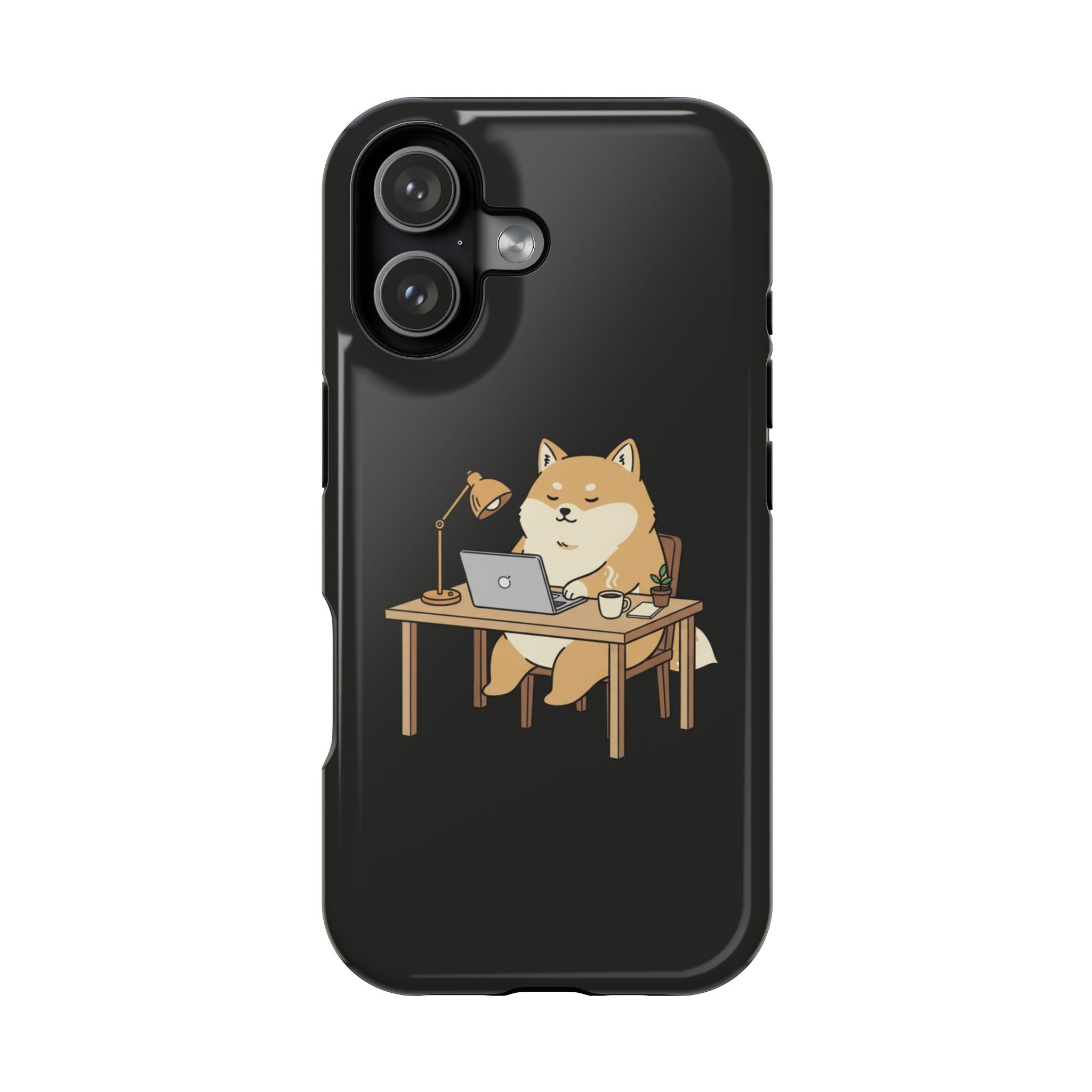 Magnetic Impact-Resistant Phone Case — Cozy Desk Animal Illustration