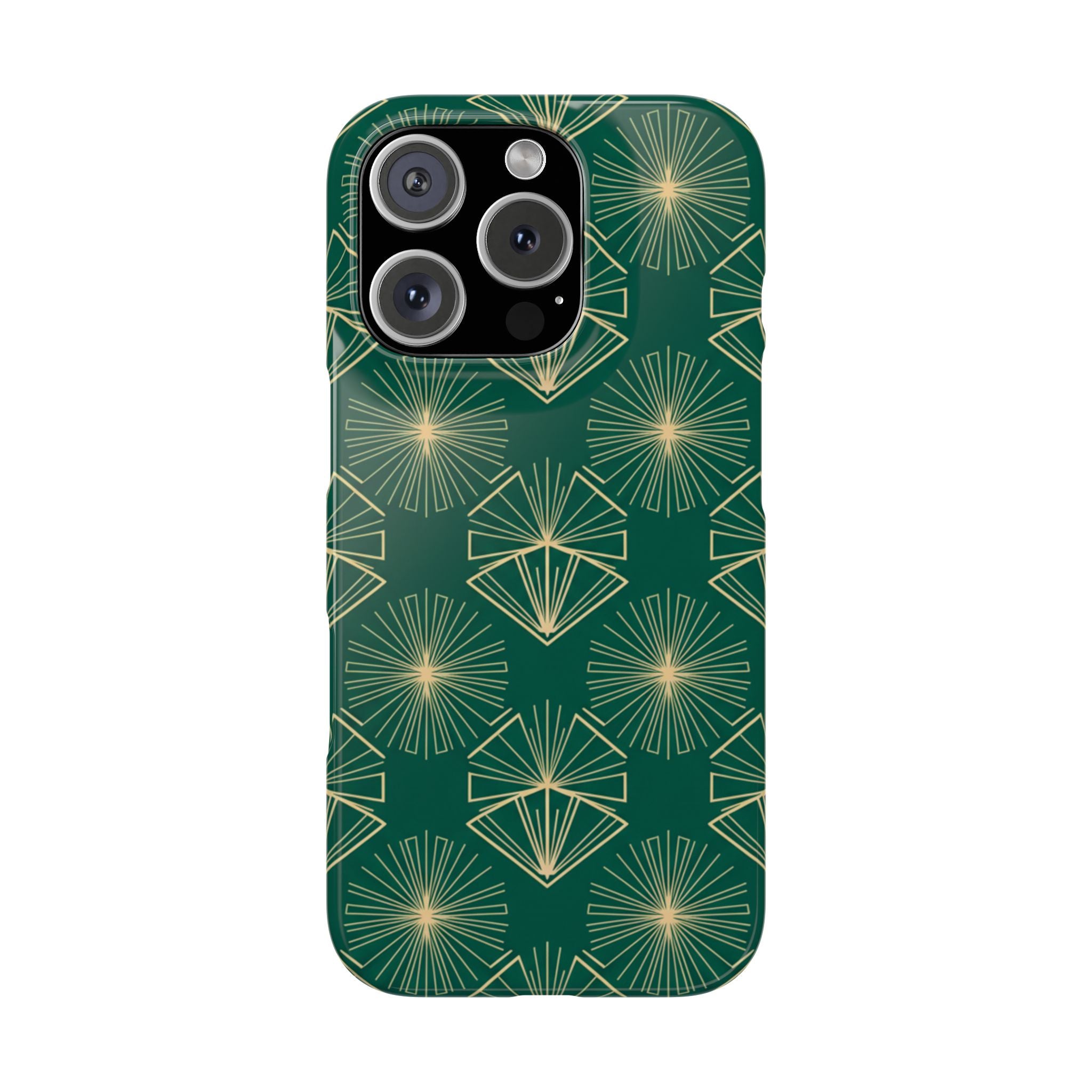 Slim Phone Case — Emerald Art Deco Geometric Pattern