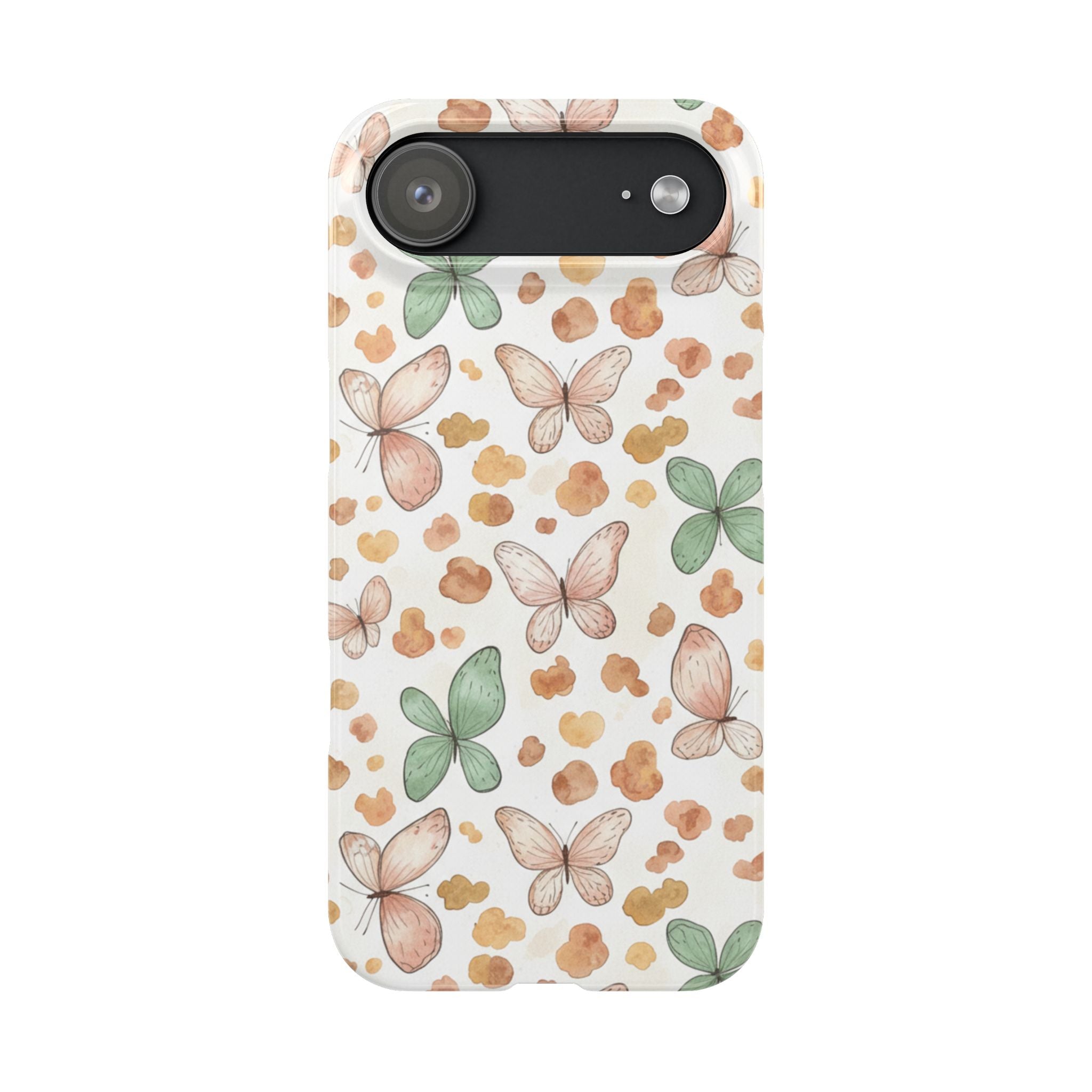 Cottagecore Butterfly & Deer Spots Slim Phone Case — Pastel Watercolor Storybook Pattern