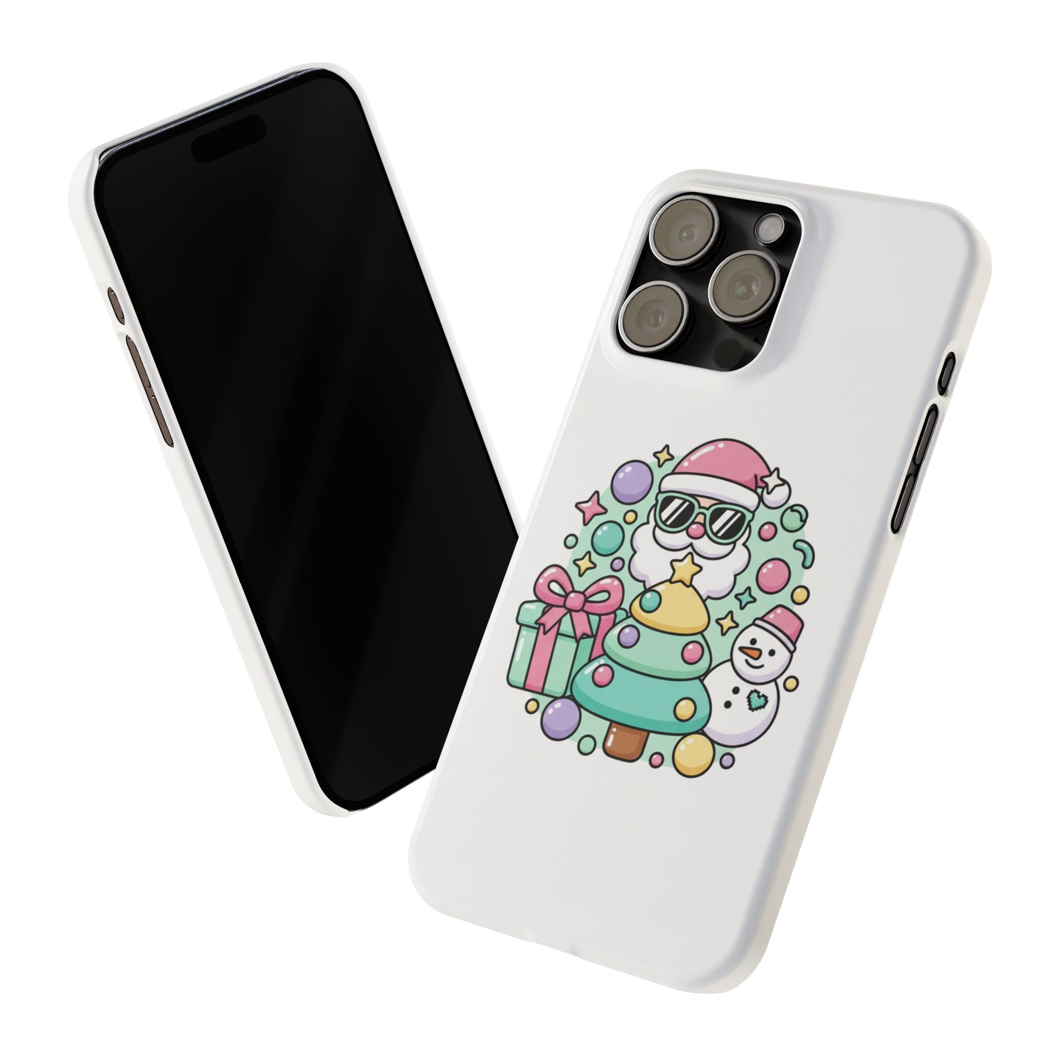 Y2K-Inspired Christmas Phone Case — Playful Bubble Icons & Stars