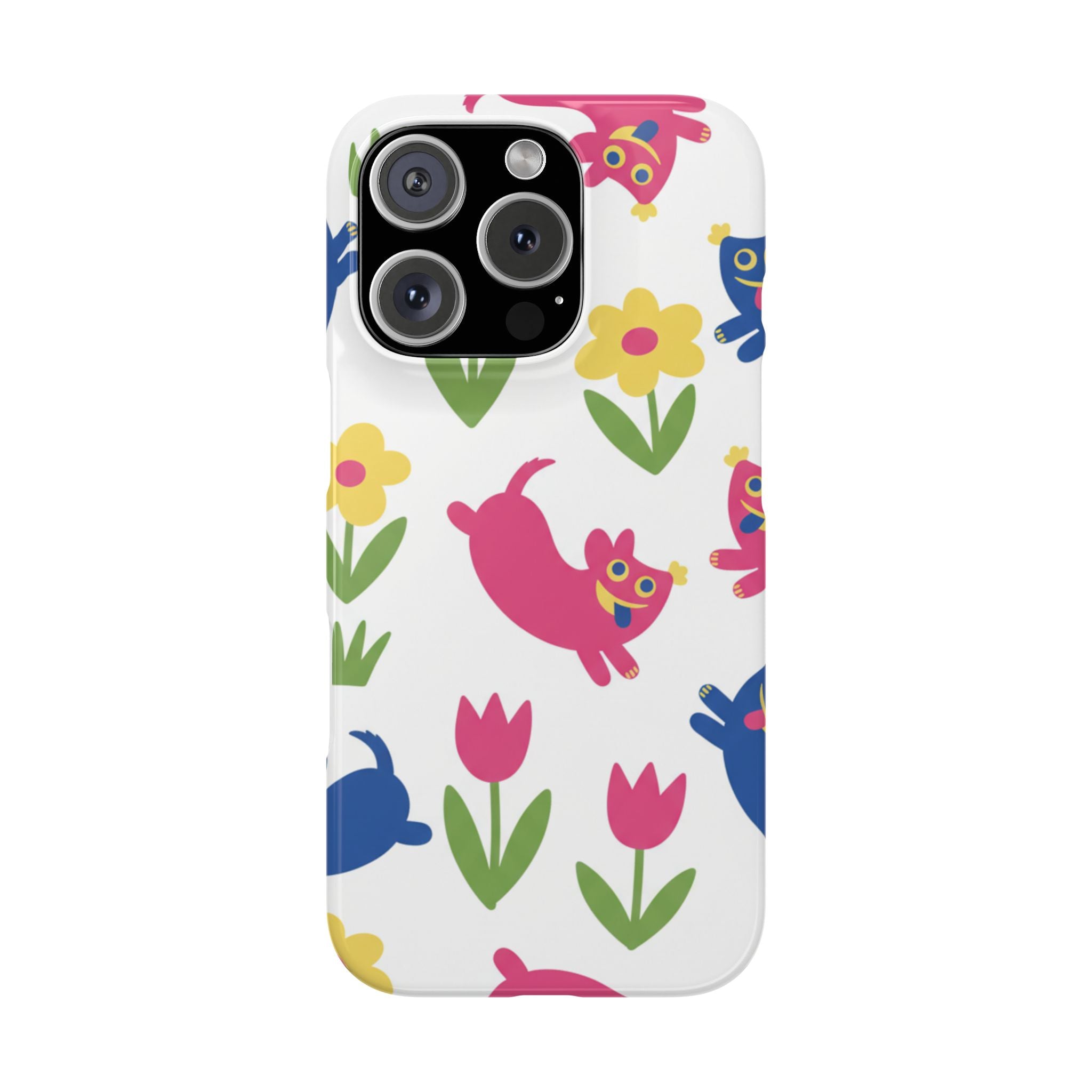 The Joyful Garden: Chunky Sausage Dog & Giant Bloom Phone Case | Modern Naive Art Edition