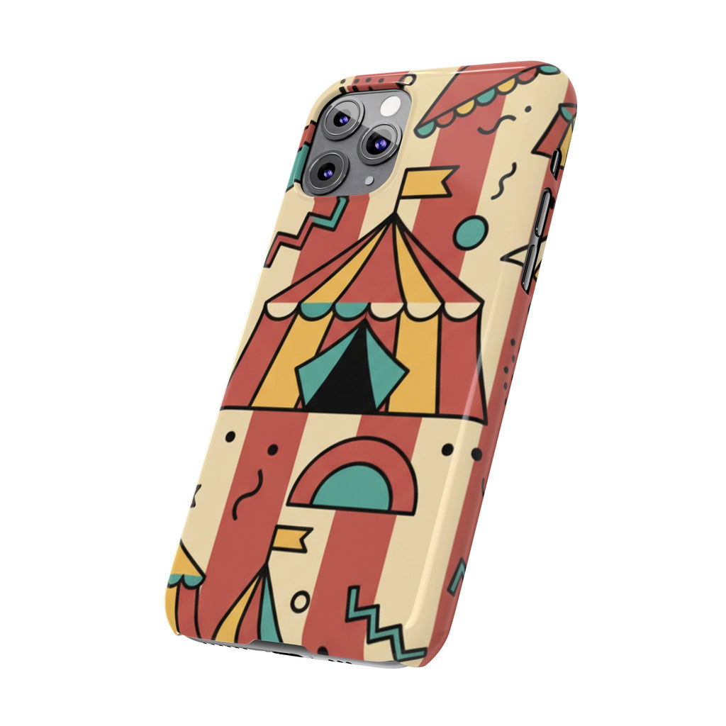 Retro Circus Stripe Slim Phone Case — Vintage 70s Memphis Geometric Design