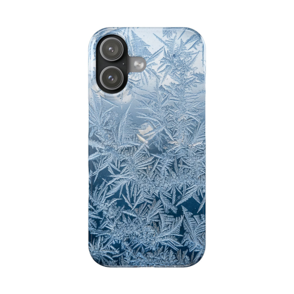 Frosted Window Macro Slim Phone Case — Blue Silver Ice Crystal Texture