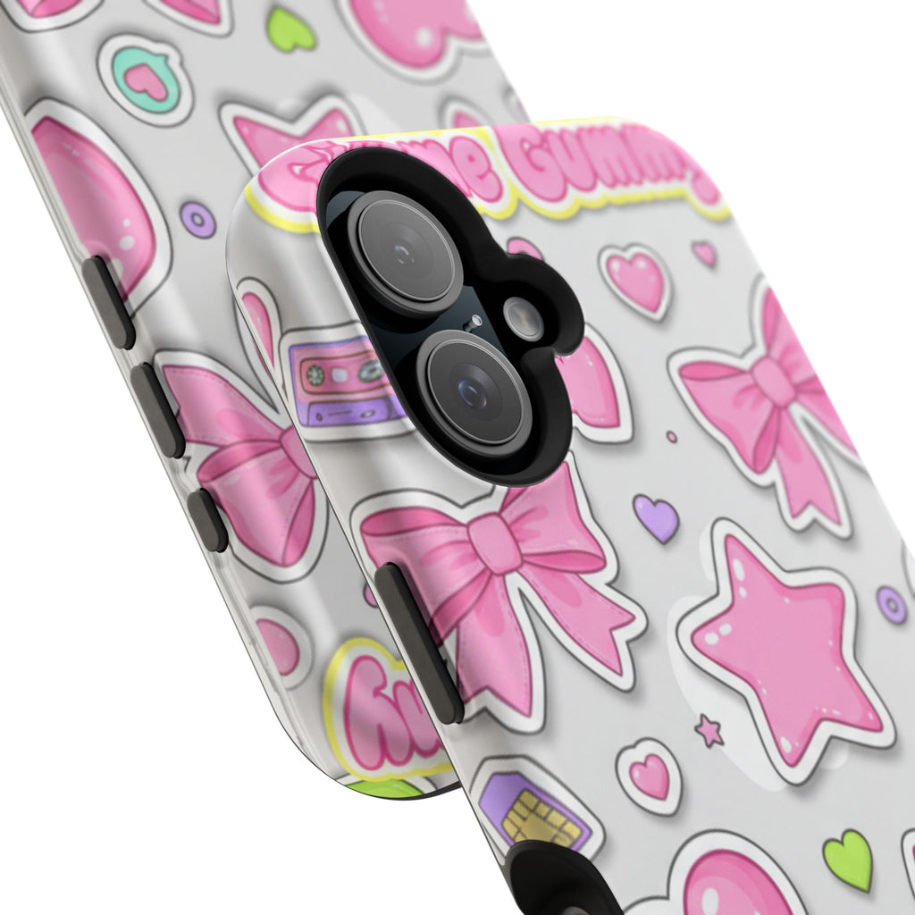 Gimme Gummy Pastel Phone Case — Pink Bows & Lime Hearts Y2K Design