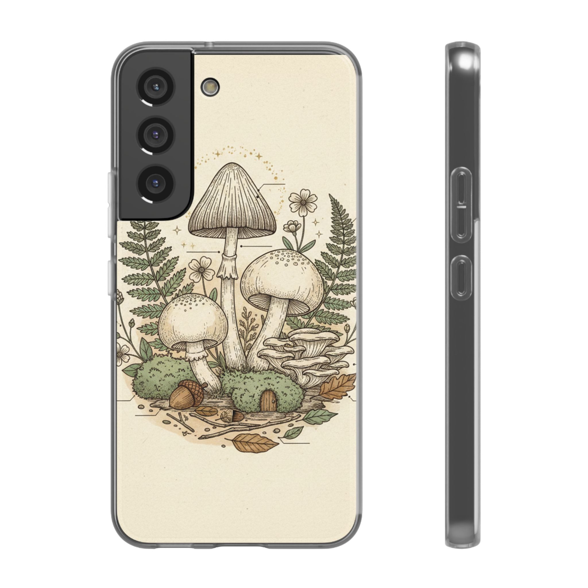 Mushroom Illustration Phone Case — Vintage Scientific Fairycore Design