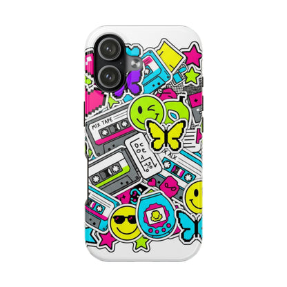 1990s 2000s Sticker Collage Tough Phone Case | Retro Tamagotchi Pixel Art Nostalgia