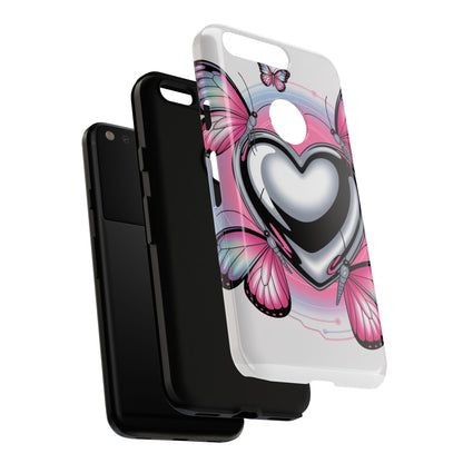Phone Case - Y2K Aesthetic Chrome Hearts and Butterflies, Cybercore 2000s Vibe