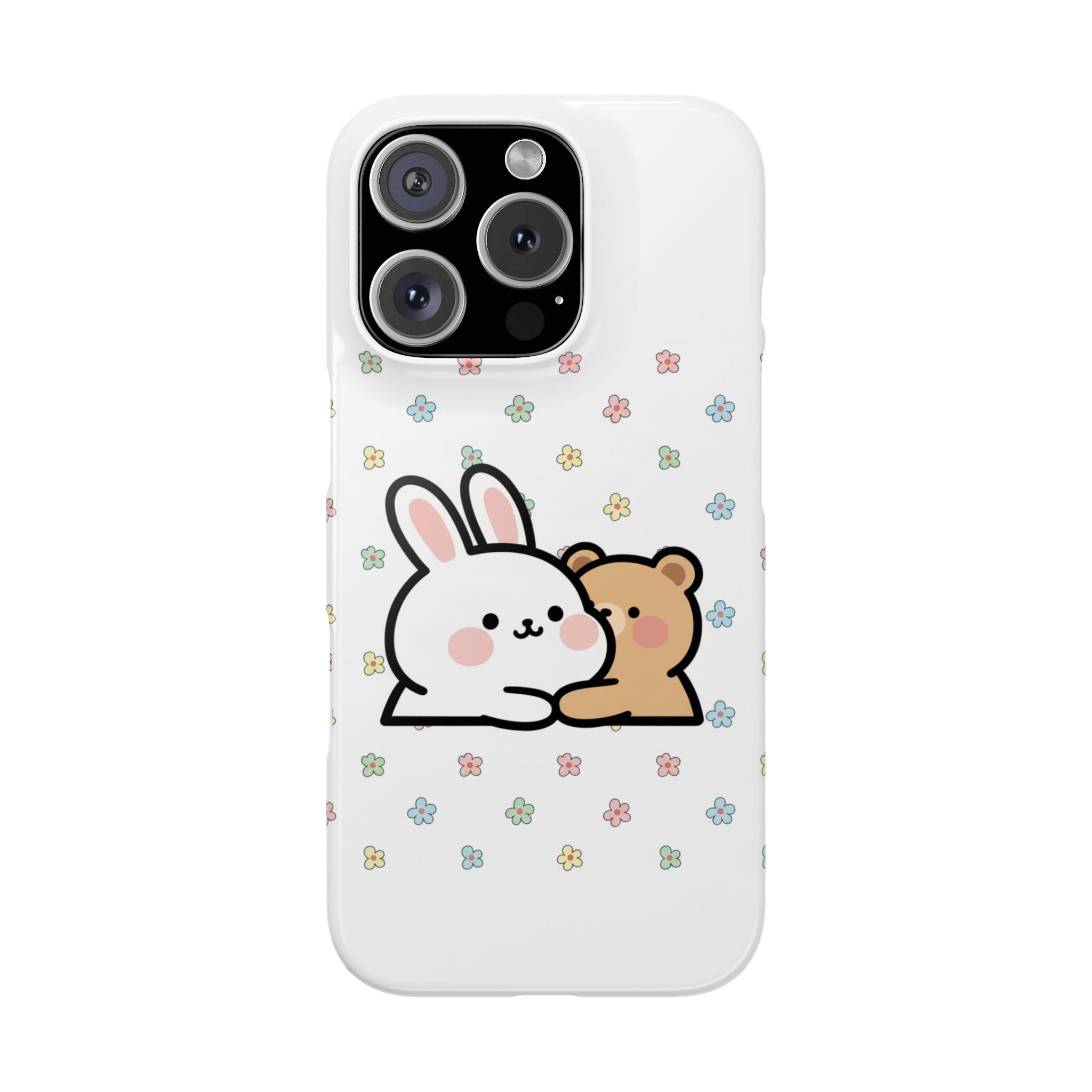 Bunny & Bear Besties: Kawaii Minimalist Doodle Phone Case | Soft Aesthetic Japanese Art Tech Accessory