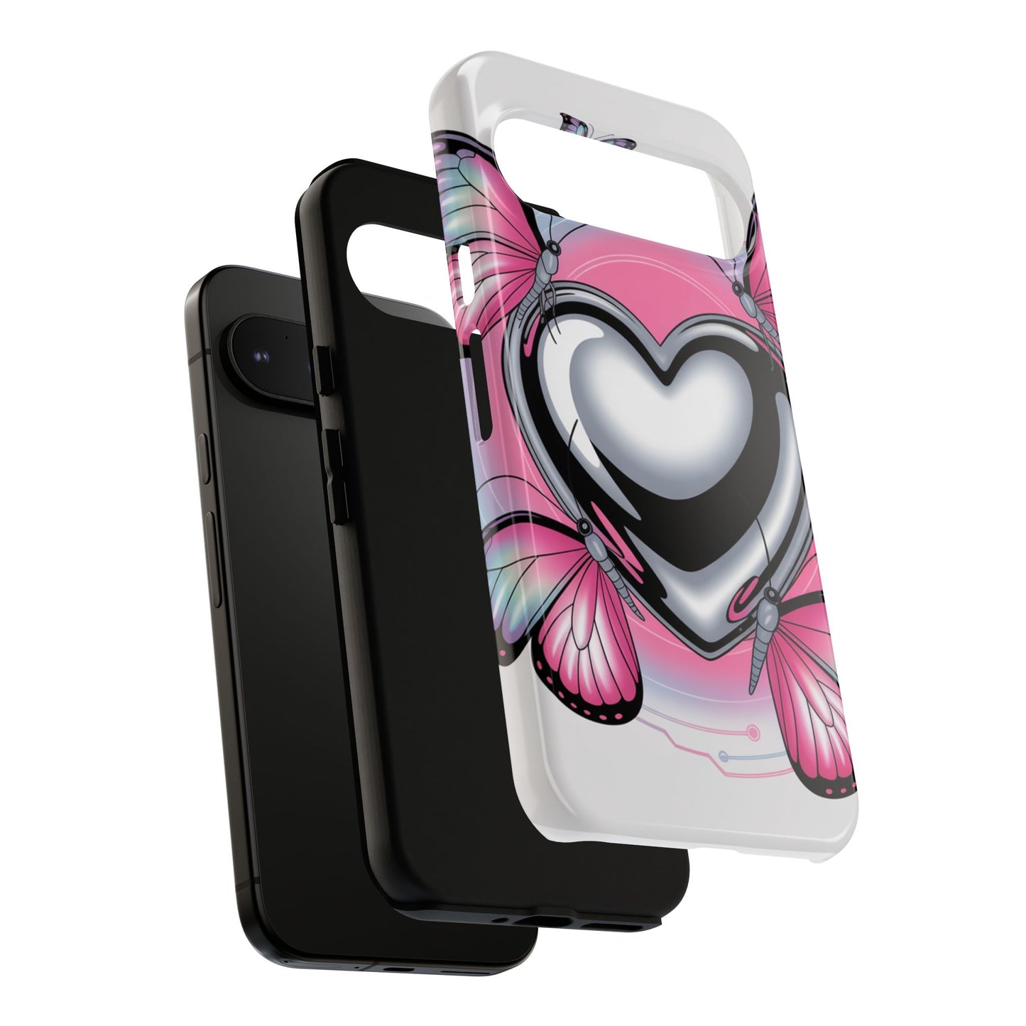 Phone Case - Y2K Aesthetic Chrome Hearts and Butterflies, Cybercore 2000s Vibe