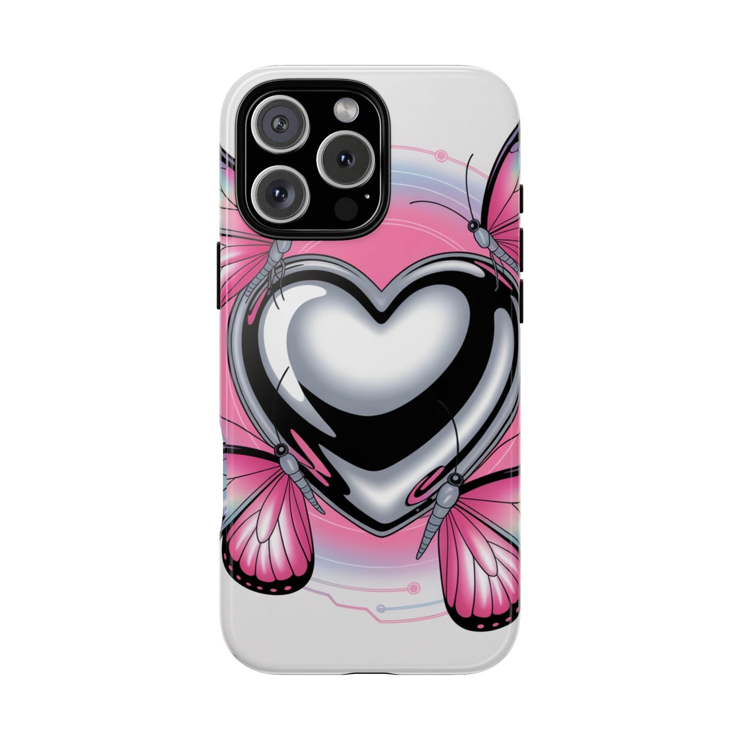 Phone Case - Y2K Aesthetic Chrome Hearts and Butterflies, Cybercore 2000s Vibe