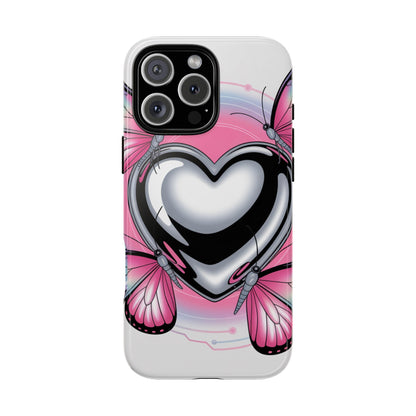 Phone Case - Y2K Aesthetic Chrome Hearts and Butterflies, Cybercore 2000s Vibe