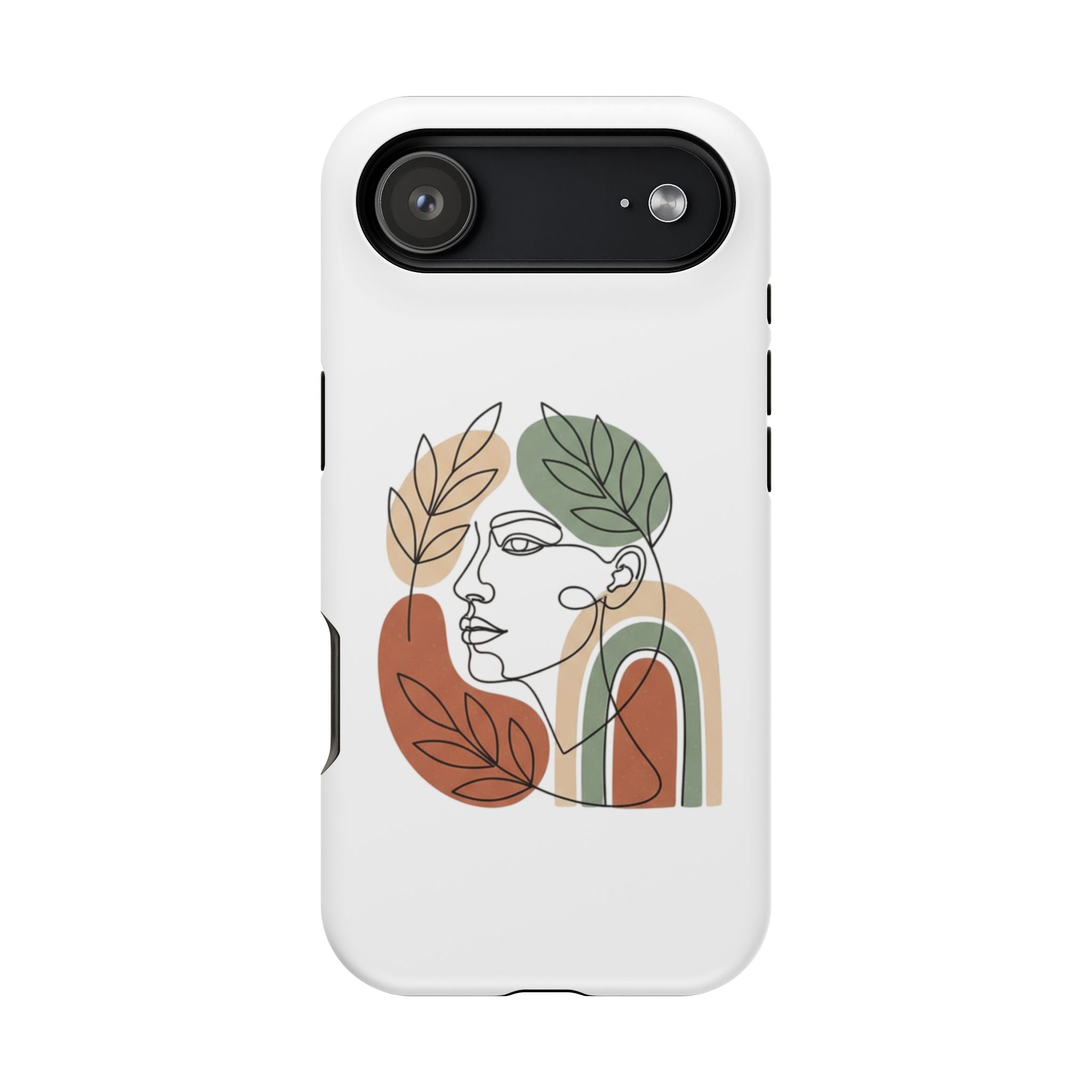 Boho Line-Face Phone Case — Terracotta Sage Minimalist Matte