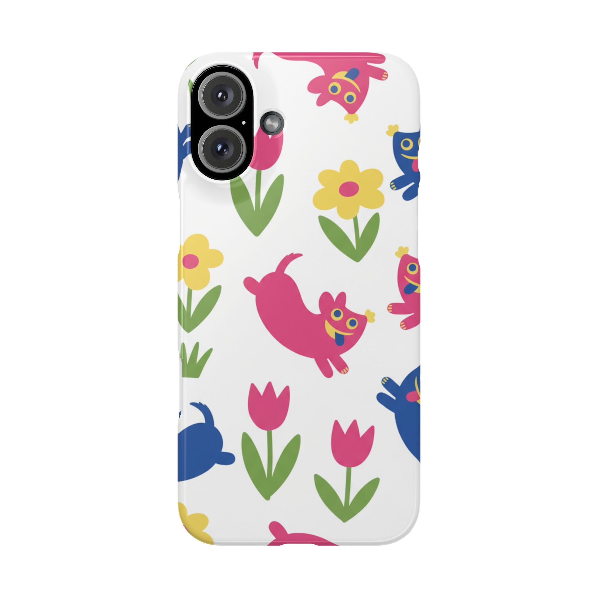 The Joyful Garden: Chunky Sausage Dog & Giant Bloom Phone Case | Modern Naive Art Edition