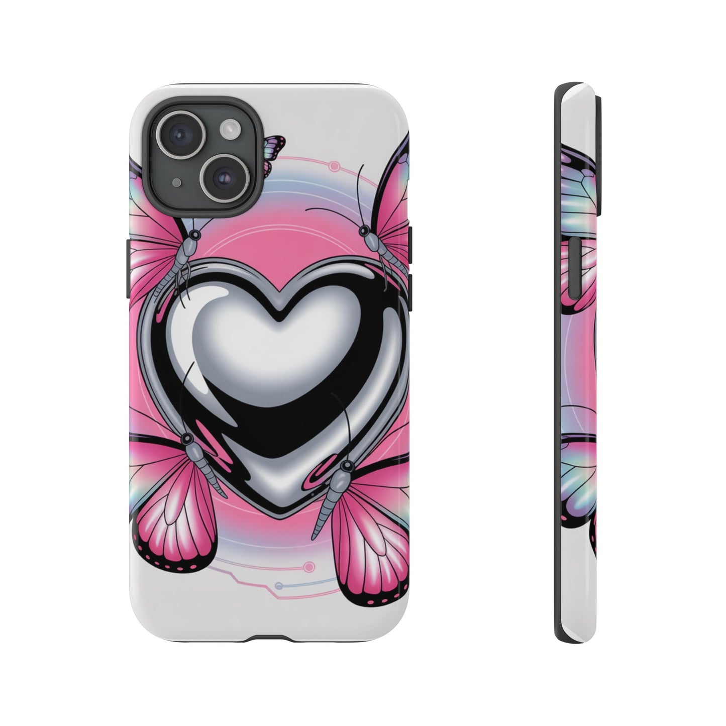 Phone Case - Y2K Aesthetic Chrome Hearts and Butterflies, Cybercore 2000s Vibe