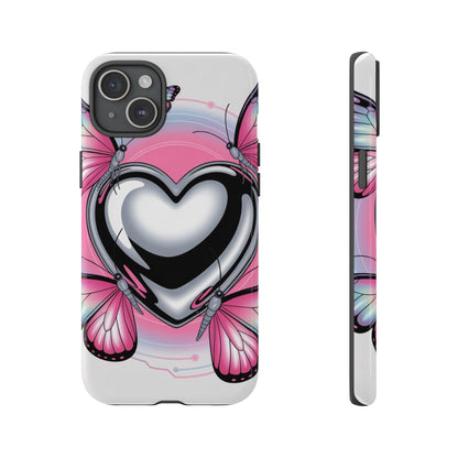 Phone Case - Y2K Aesthetic Chrome Hearts and Butterflies, Cybercore 2000s Vibe
