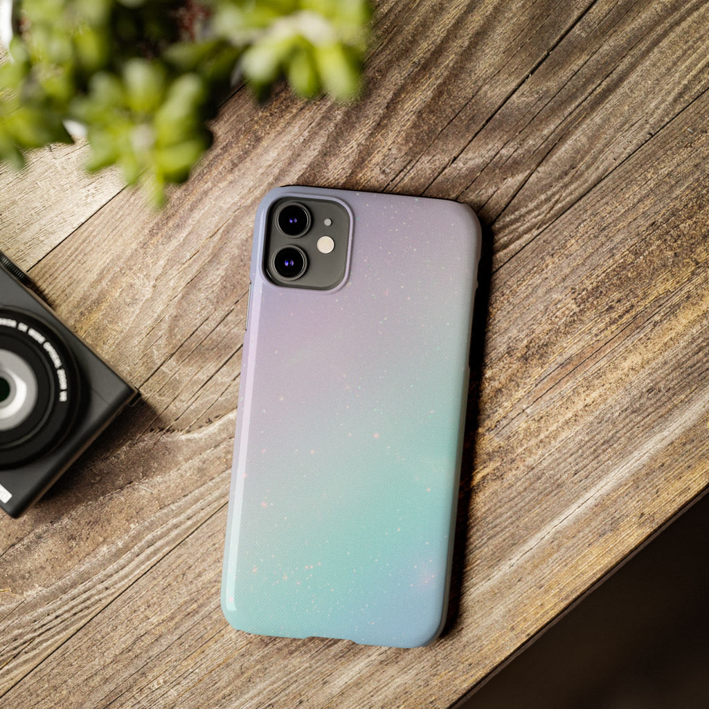 Opalescent Cosmic Slim Phone Case — Shimmering Moon Dust Purple & Blue Gradient