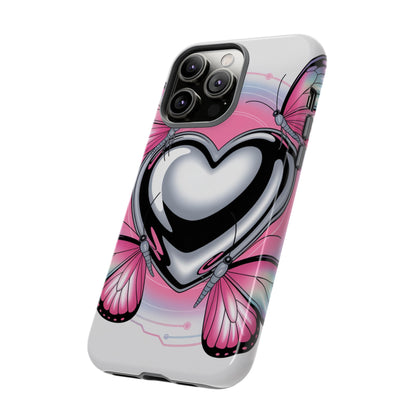 Phone Case - Y2K Aesthetic Chrome Hearts and Butterflies, Cybercore 2000s Vibe