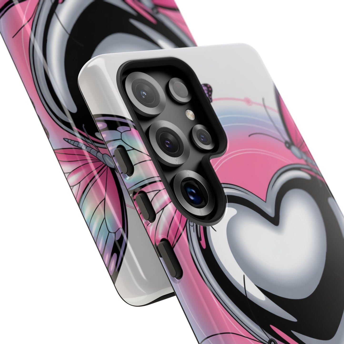 Phone Case - Y2K Aesthetic Chrome Hearts and Butterflies, Cybercore 2000s Vibe