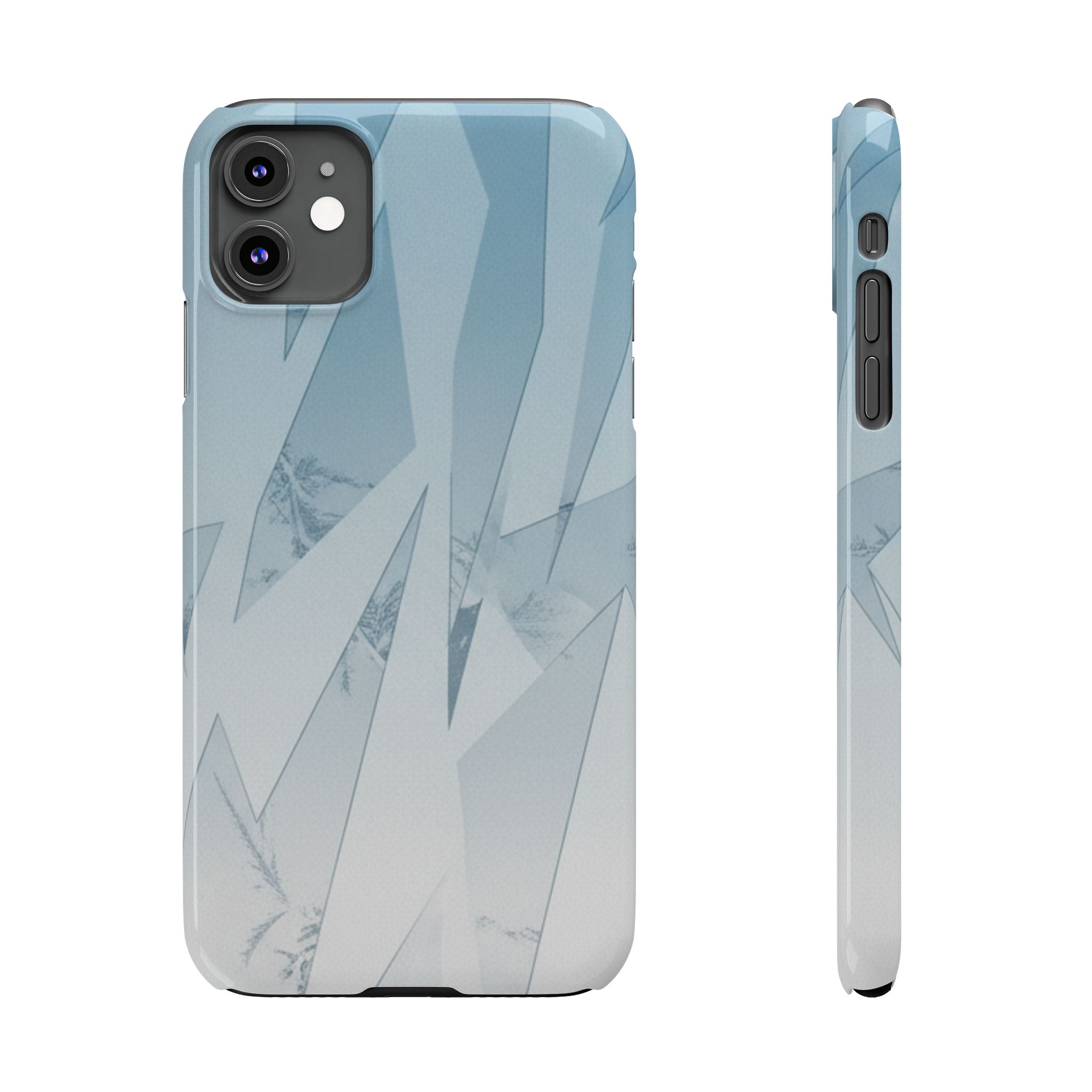 Icy Frost Minimalist Slim Phone Case — Frosted Glass Blue Gradient