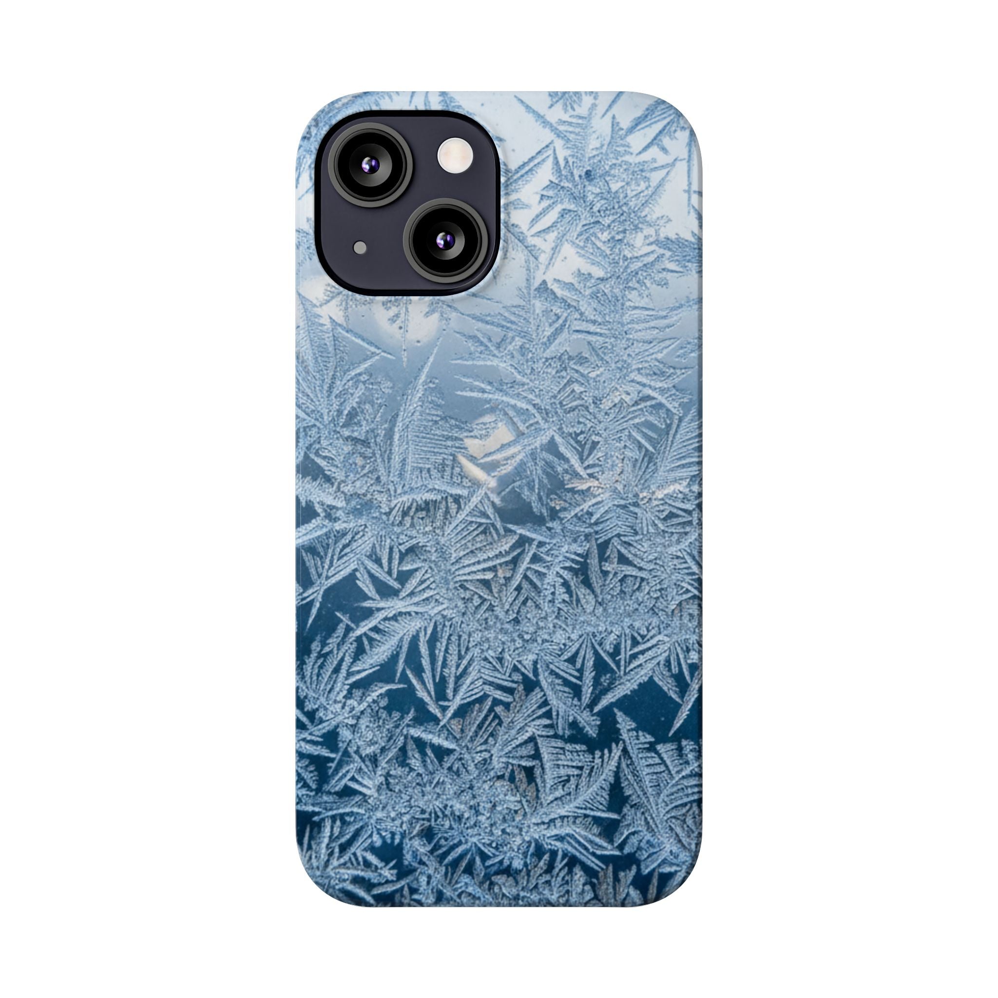Frosted Window Macro Slim Phone Case — Blue Silver Ice Crystal Texture