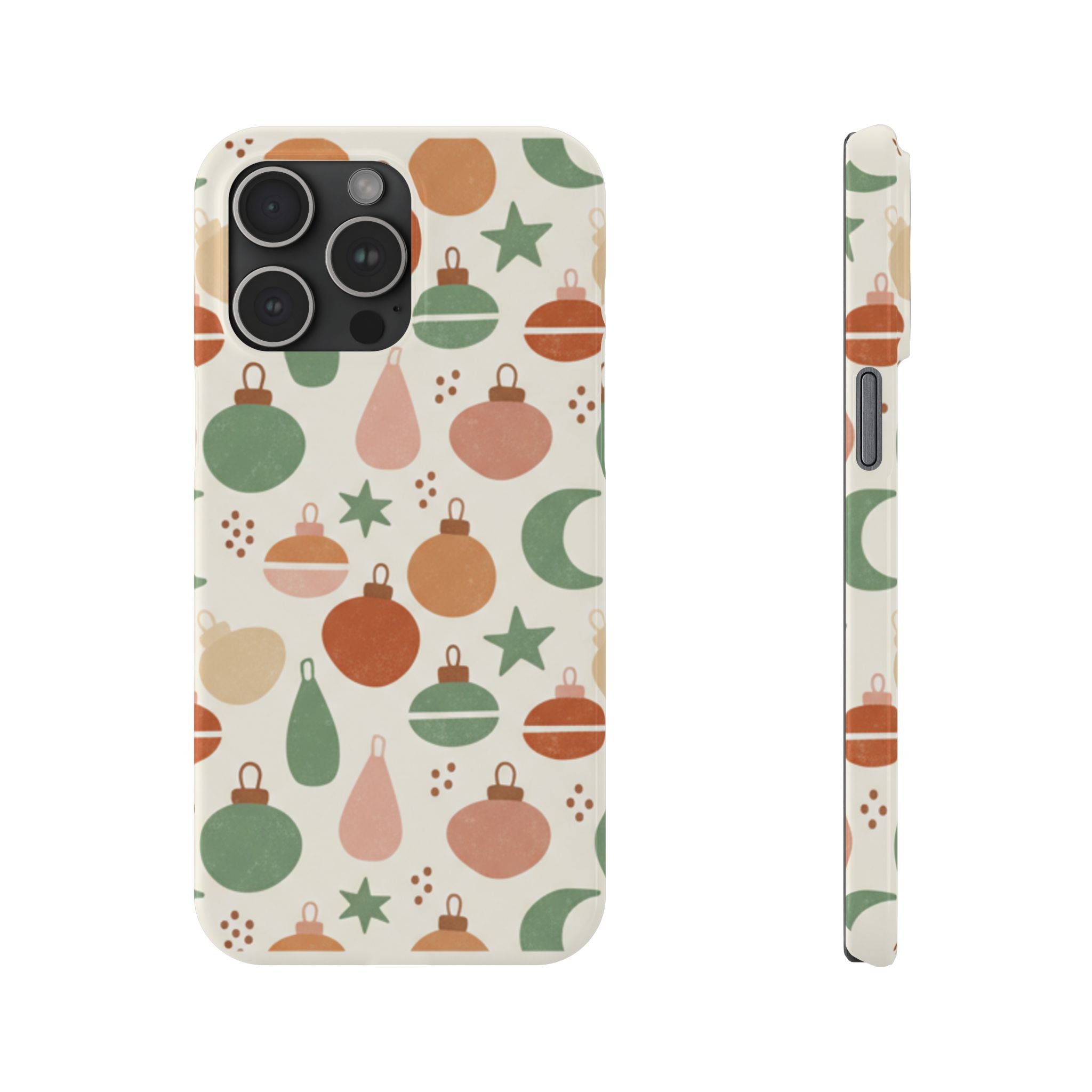 Holiday Ornament Pattern Slim Phone Case — Retro Christmas Baubles Design