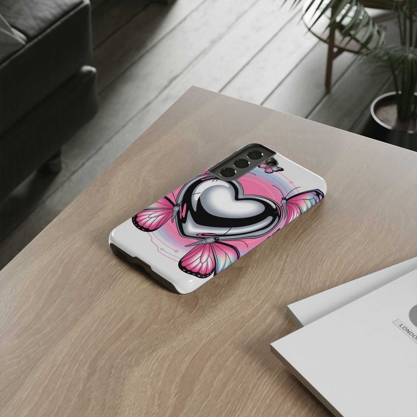 Phone Case - Y2K Aesthetic Chrome Hearts and Butterflies, Cybercore 2000s Vibe