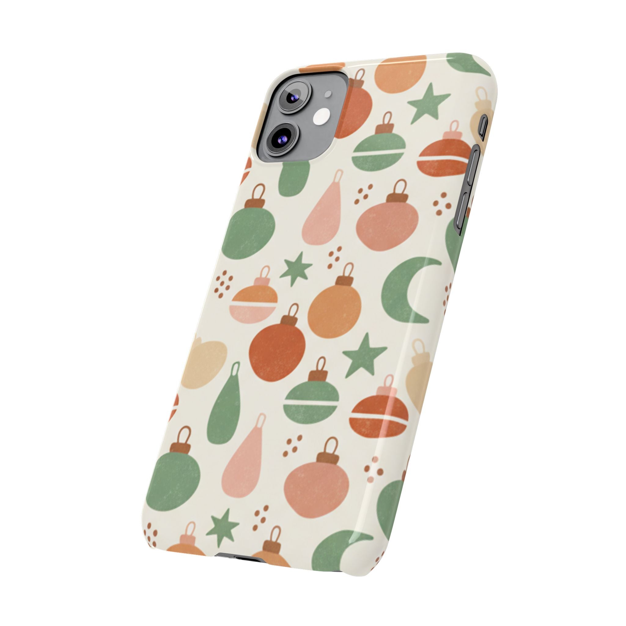 Holiday Ornament Pattern Slim Phone Case — Retro Christmas Baubles Design