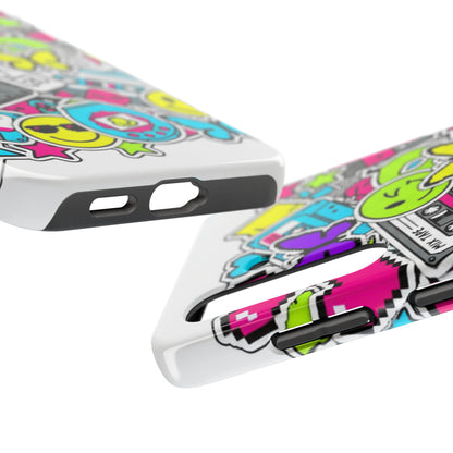 1990s 2000s Sticker Collage Tough Phone Case | Retro Tamagotchi Pixel Art Nostalgia