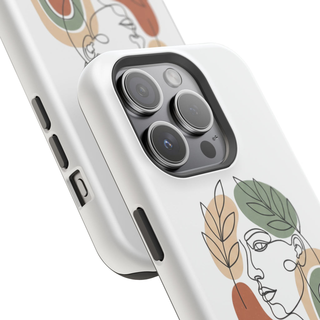 Boho Line-Face Phone Case — Terracotta Sage Minimalist Matte