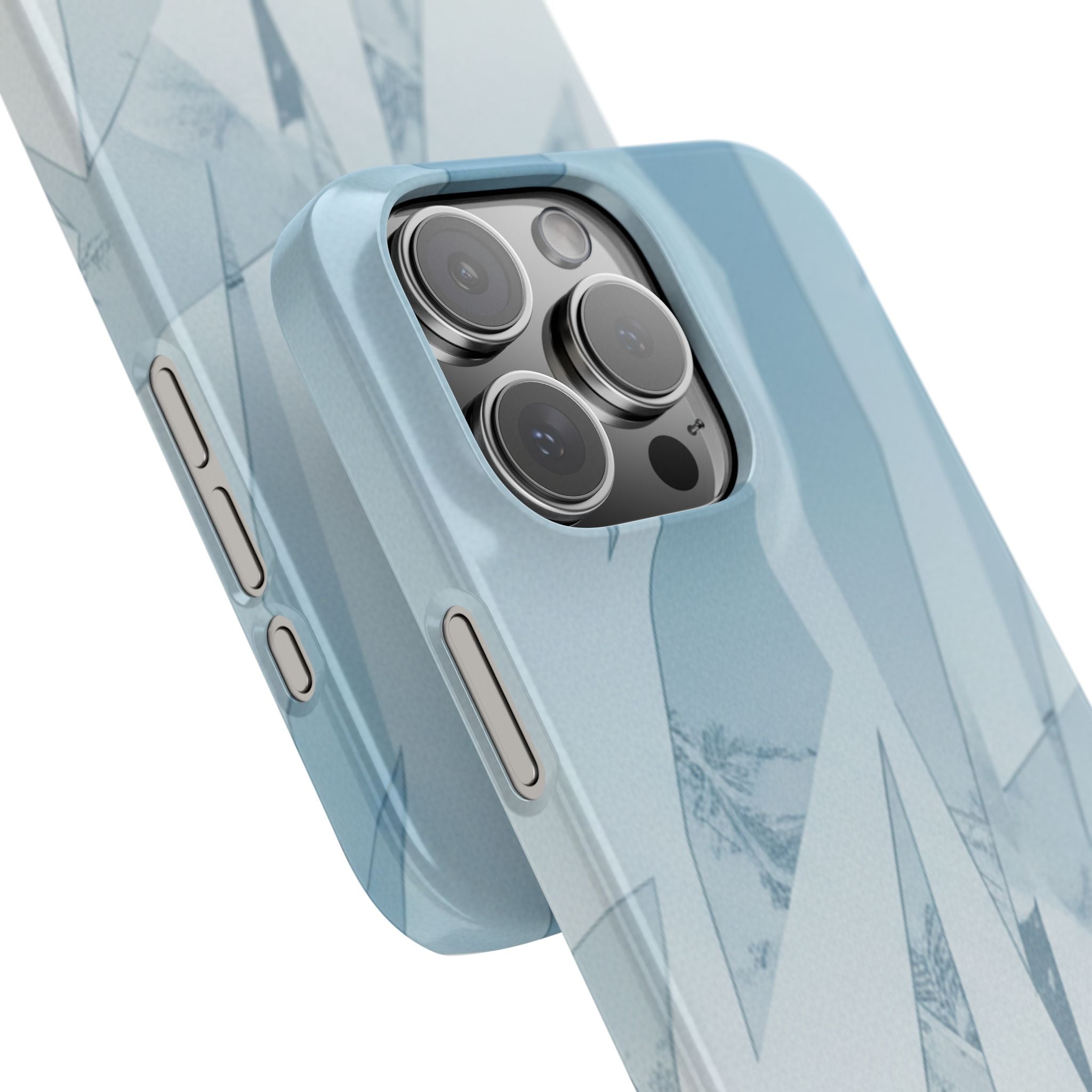 Icy Frost Minimalist Slim Phone Case — Frosted Glass Blue Gradient