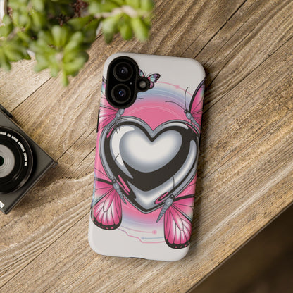 Phone Case - Y2K Aesthetic Chrome Hearts and Butterflies, Cybercore 2000s Vibe