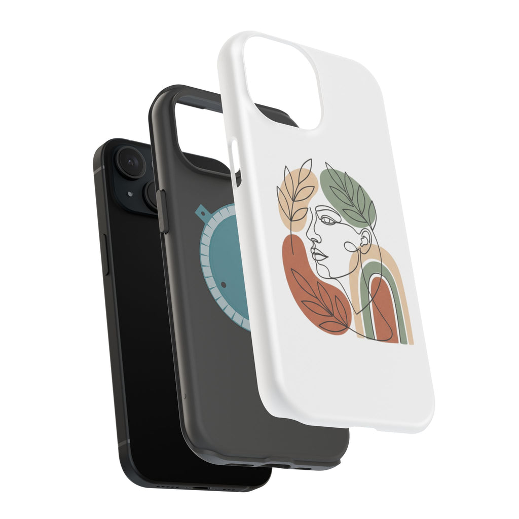 Boho Line-Face Phone Case — Terracotta Sage Minimalist Matte