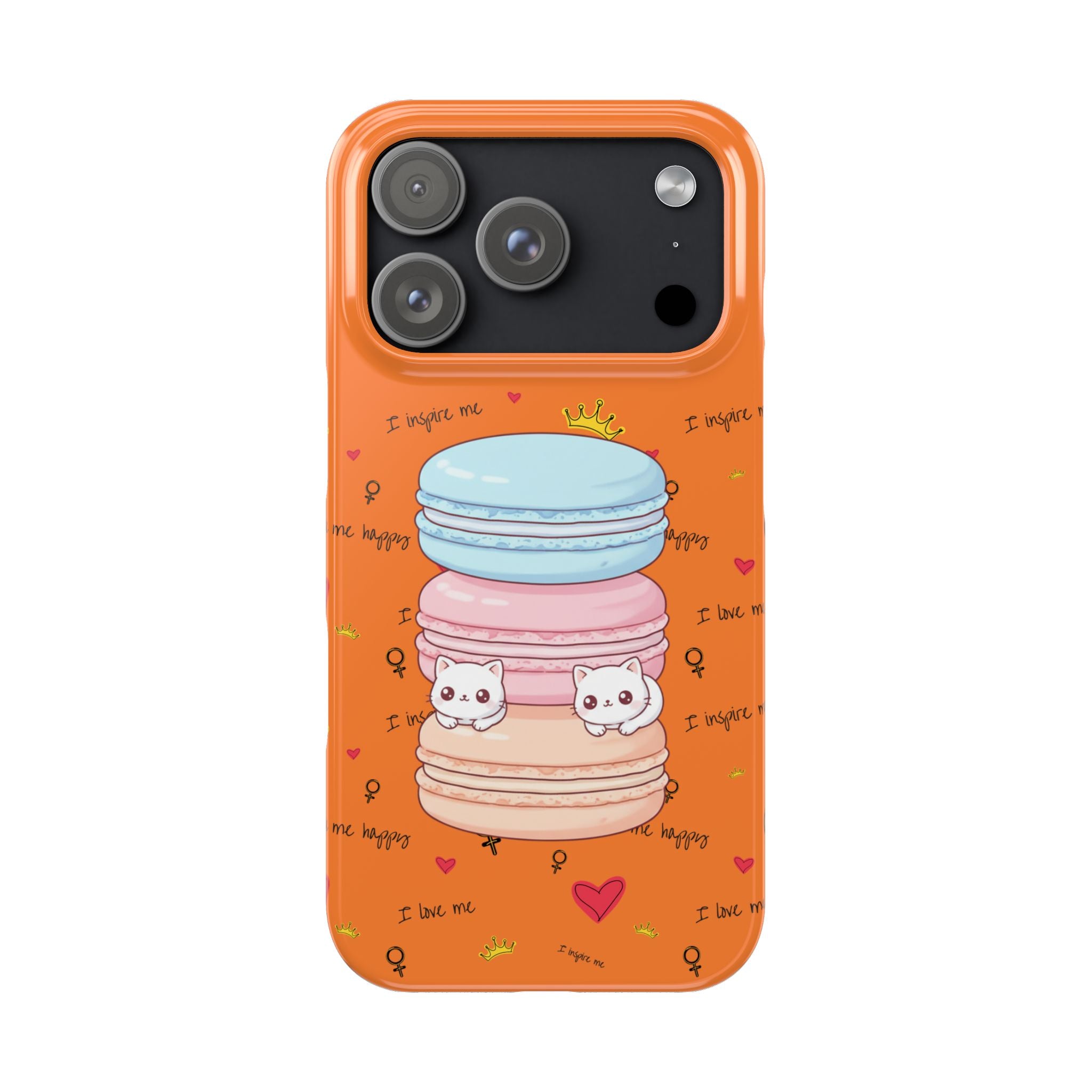 Slim Phone Case — Kawaii Macarons with Peekaboo Kittens